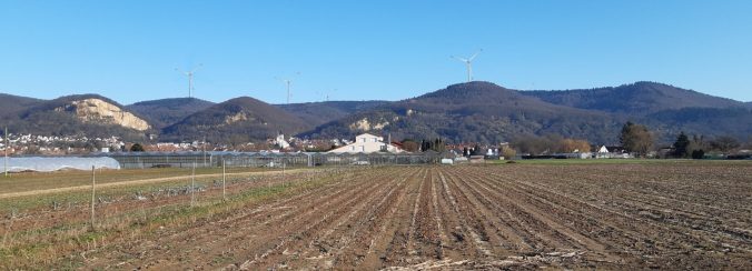 Realistische Fotomontage Windkraftanlagen über Dossenheim